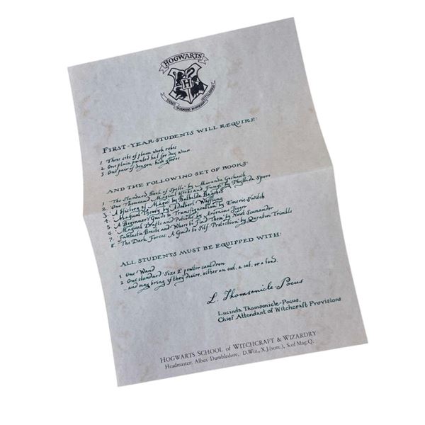Harry Potter and the Sorcerer's Stone (2001) - Harry Hogwarts Acceptance Letter - Handwritten