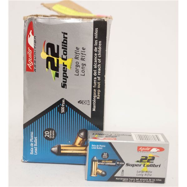 7 BOXES OF AGUILA .22 20 GRAIN LONG RIFLE AMMO
