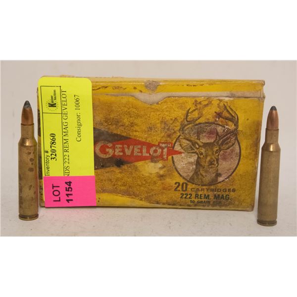 20 ROUNDS 222 REM MAG GEVELOT