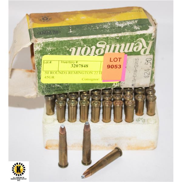 55 ROUNDS OF REMINGTON 22 HORNET 45 GR
