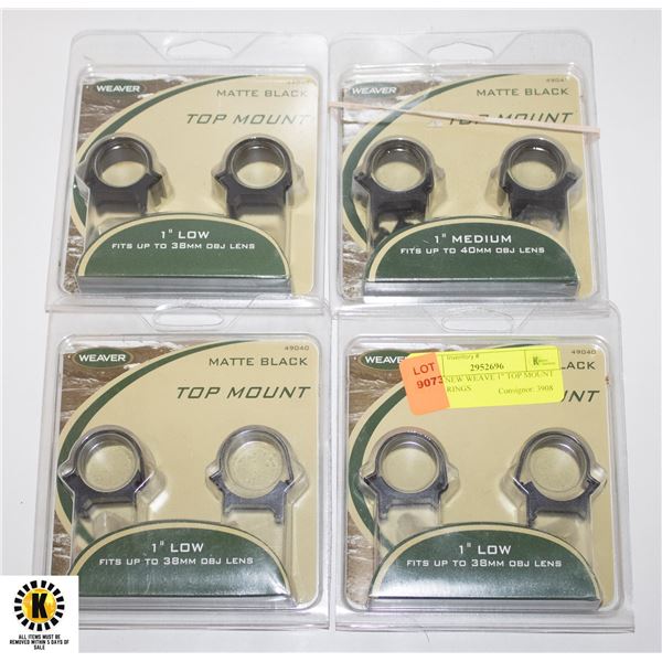 1-2-3-4 NEW WEAVE 1" TOP MOUNT SCOPE RINGS