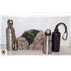 Image 1 : LOT OF3 ASSORTED STEEL WATER BOTTLES & TRAPPER HAT