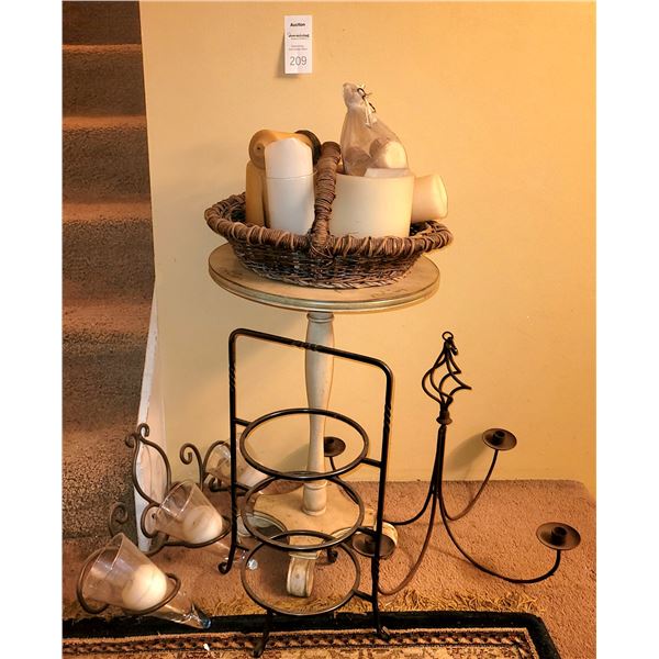 Table & Iron Candle Holders A