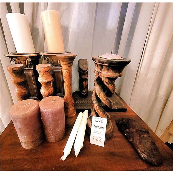 Wood & resin candlesticks A