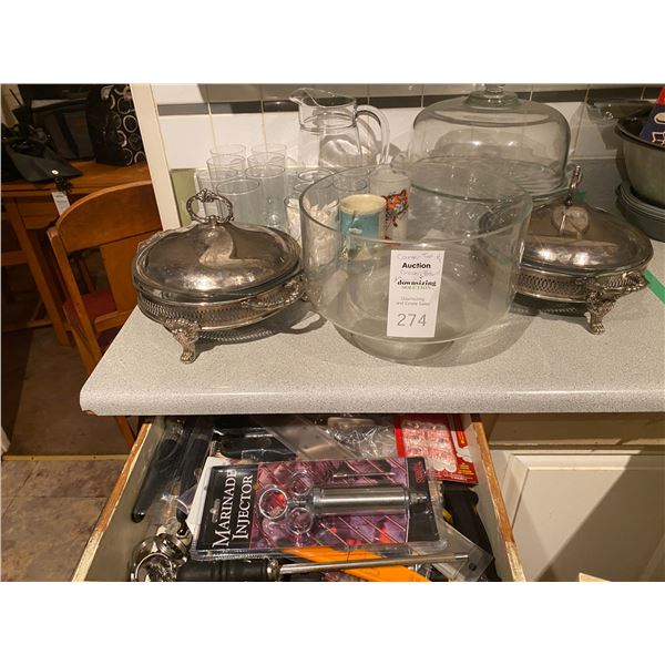 Silver Plate & Glass Serving A