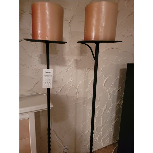 Pair of Iron Candle Holders B