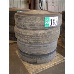 QUANTITY (4) ALUMINUM BUDD WHEELS W/11R24.5 TIRES