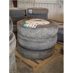 QUANTITY (3) ALUMINUM BUDD WHEELS W/11R24.5 TIRES