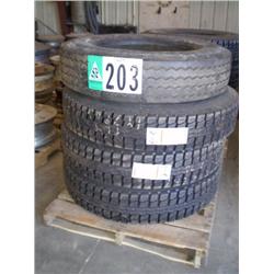 QUANTITY (3) NEW 11R24.5, & (1) 285/75R24.5 RECAP TIRES
