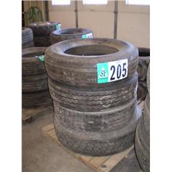 QUANTITY (3) USED 255/70R22.5, & (1) 275/80R22.5 TIRES
