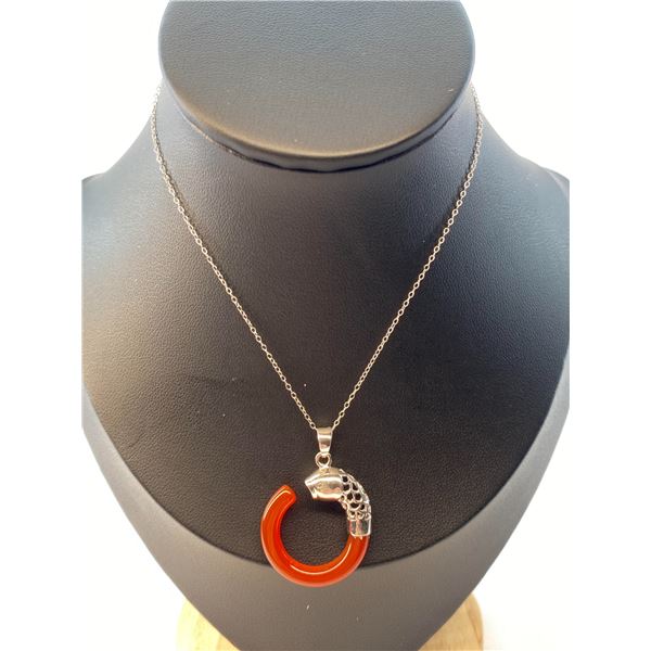 Sterling Silver Red Agate Necklace A