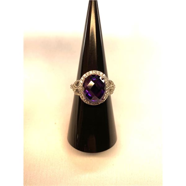 Sterling Silver sim Red Diamond Ring A