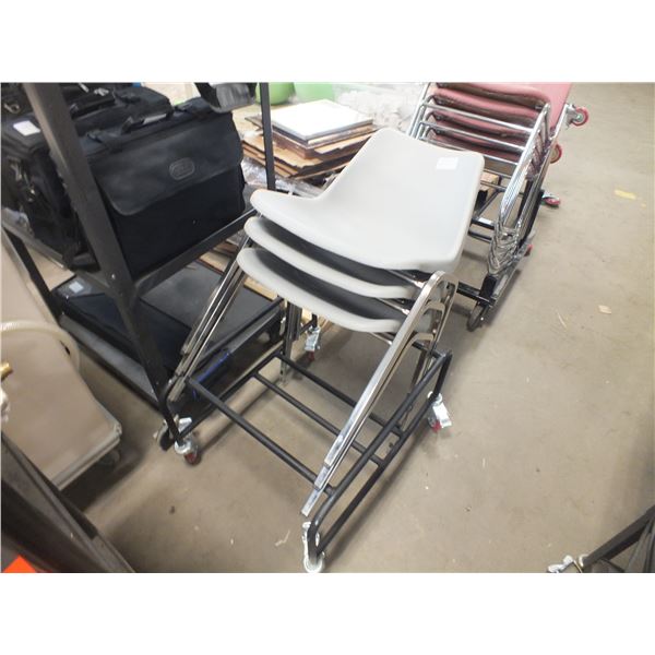 8 Stacking Chairs & 3 Chair Carts
