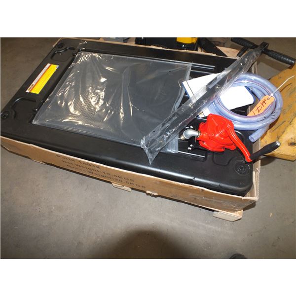 Oil Catch Pan On Wheels w/ Pump