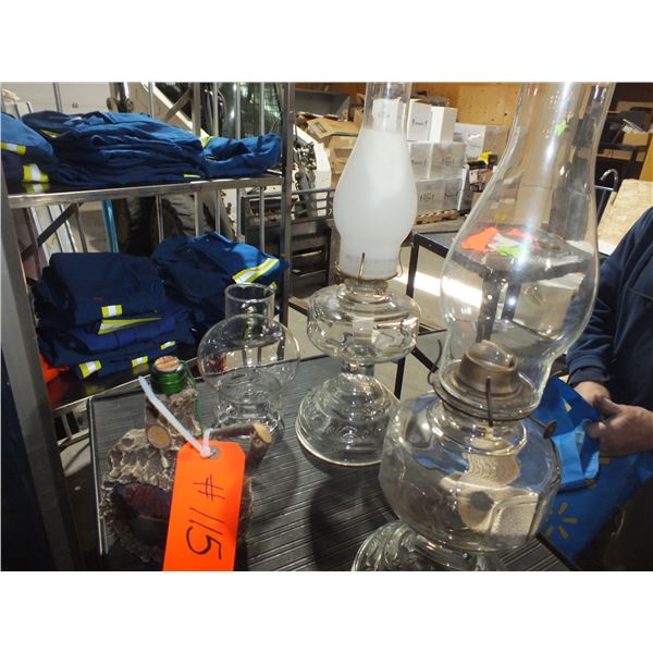 2 Kerosene Lamps & 1 Bottle