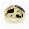 Image 7 : Vintage 18k Gold 1.92 ctw Carved Lapis & Round Diamond 4 Section Dome Bombe Ring