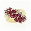 Image 4 : Vintage 14k Yellow Gold 3.32 ctw Marquise Blood Red Ruby Round Diamond Band Ring