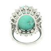 Image 7 : NEW Platinum 22.06 ctw Large Oval Cabochon Turquoise & Diamond Halo Cocktail Rin