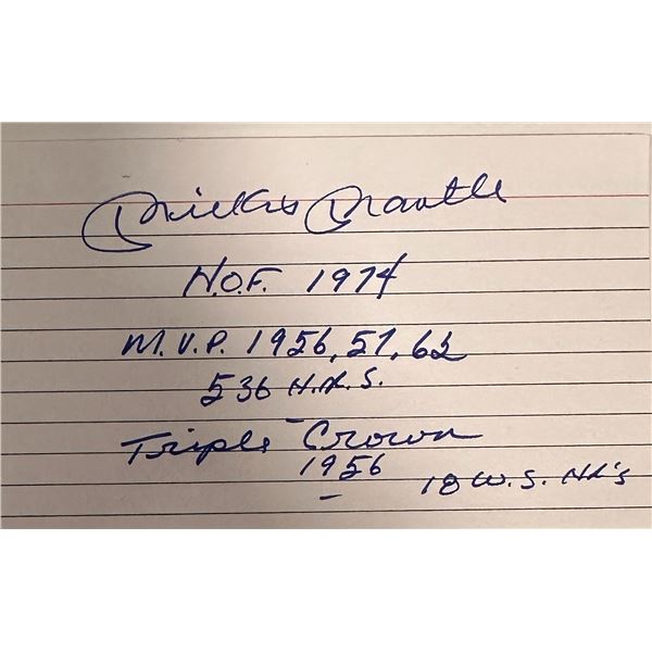 Mickey Mantle Autographed Card w/Stats