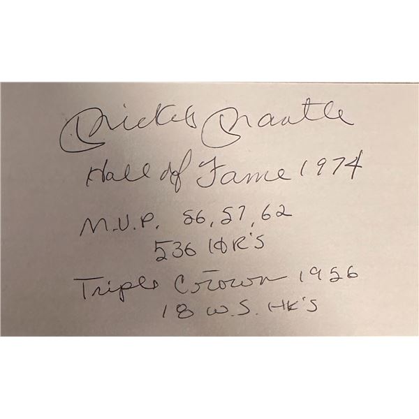 Mickey Mantle Autographed Card w/Stats