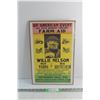 Image 1 : Vintage 1985 Willie Nelson Farm Aid Benefit Concert Poster 17'' x 12''