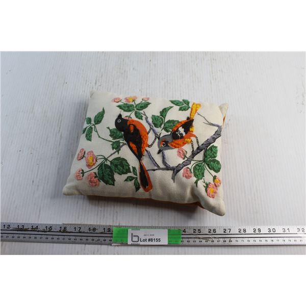 Small Birds Embroidery Pillow