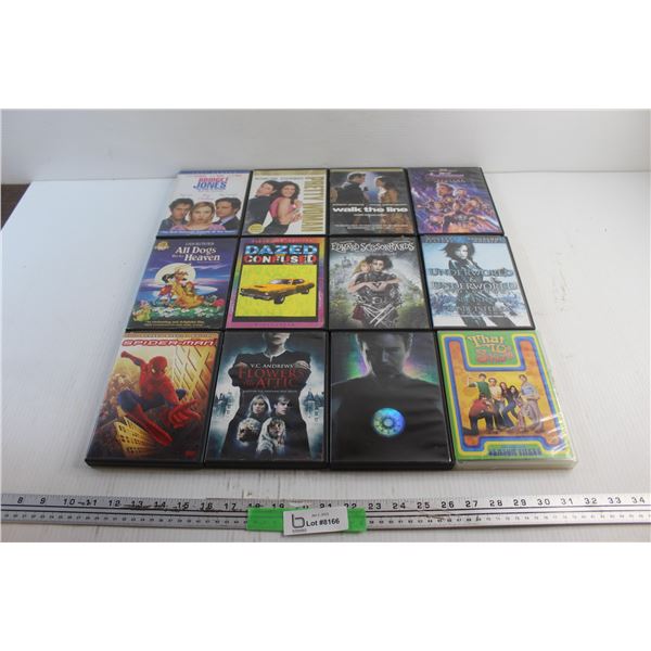 (12) DVD Movies - Spider Man, All Dogs Go To Heaven and Walk the Line