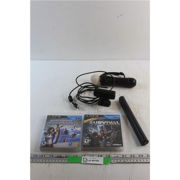 Playstation Move Controller - As Is and PlayStation 3 (PS3) Games