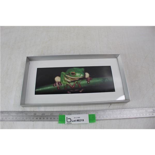 Green Frog Framed Picture- 12.5'' x 6.5''