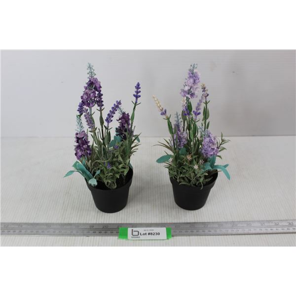 (2) Artificial Lavenders w/ Pots