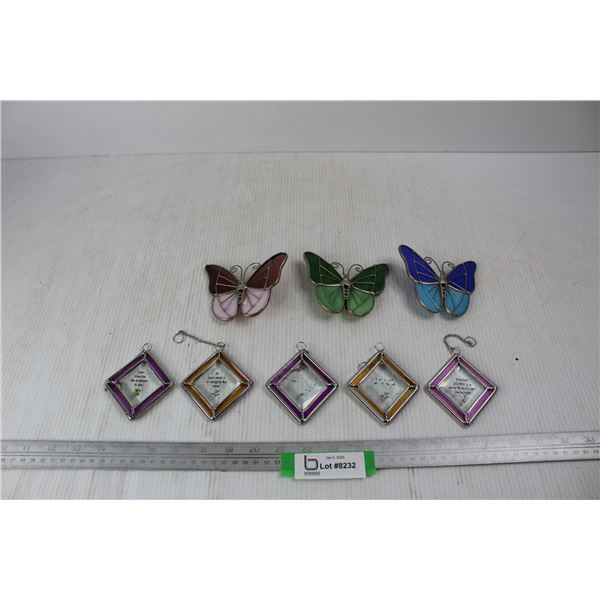 (5) Window Suncatchers + (3) Butterflies, Leaded Glass