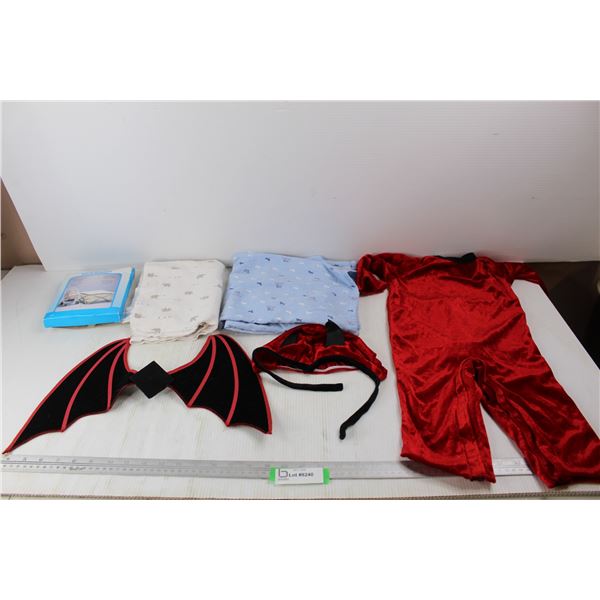 Lot Of Baby Clothes/ Items, Devil Halloween Costume- Approximately Size 0- 1 Year, Carriage Net, Mis