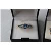 Image 2 : Pear Shape Glass Blue Topaz Ring & Earring Set (Size 7 Ring - 14kt gold PLATED)