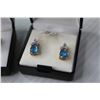 Image 3 : Pear Shape Glass Blue Topaz Ring & Earring Set (Size 7 Ring - 14kt gold PLATED)