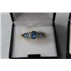 Image 2 : Pear Shape Glass Blue Topaz Ring & Earring Set (Size 7 Ring - 14kt gold PLATED)