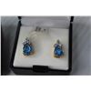 Image 3 : Pear Shape Glass Blue Topaz Ring & Earring Set (Size 7 Ring - 14kt gold PLATED)
