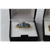 Image 2 : Pear Shape Glass Blue Topaz Ring & Earring Set (Size 7 Ring - 14kt gold PLATED)