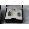 Image 3 : Pear Shape Glass Blue Topaz Ring & Earring Set (Size 7 Ring - 14kt gold PLATED)