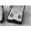 Image 3 : Pear Shape Glass Blue Topaz Ring & Earring Set (Size 7 Ring - 14kt gold PLATED)