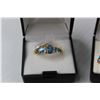 Image 2 : Pear Shape Glass Blue Topaz Ring & Earring Set (Size 8 Ring - 14kt gold PLATED)