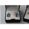 Image 3 : Pear Shape Glass Blue Topaz Ring & Earring Set (Size 8 Ring - 14kt gold PLATED)