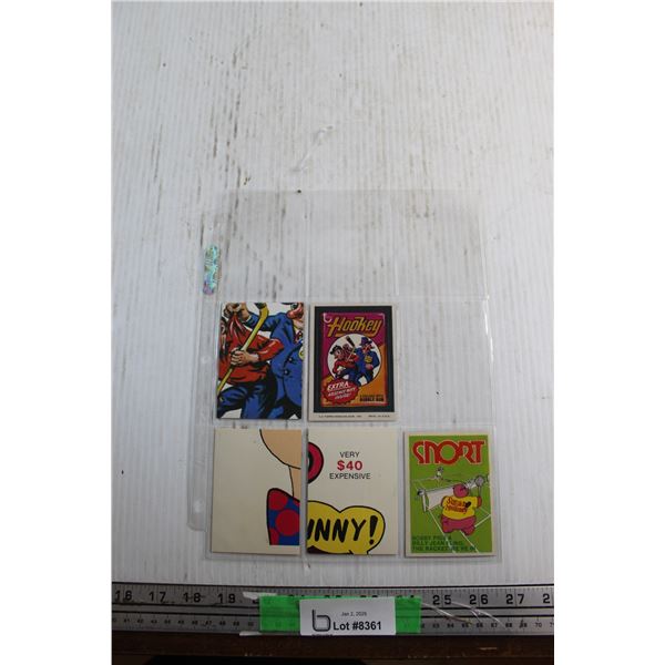 (5) Vintage 1973 Wacky Packages and Crazy Covers Cards