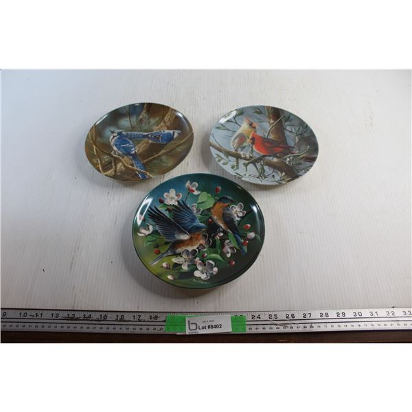 (3) Ceramic Bird Art Pattern Plates by Kevin Daniel