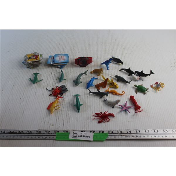 Spider Mad Kids Watch - As Is, Marvel Matching Game Cards and Assorted Creature of the Sea Toys