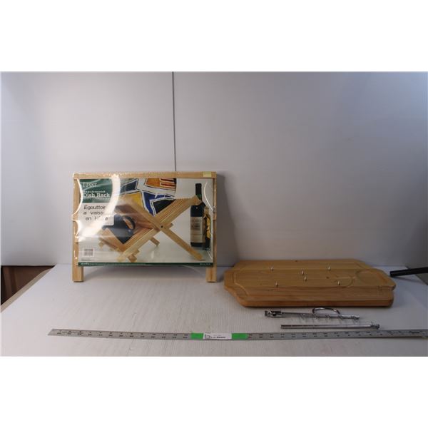 Beechwood Dish Rack NIB & Meat Carving Board