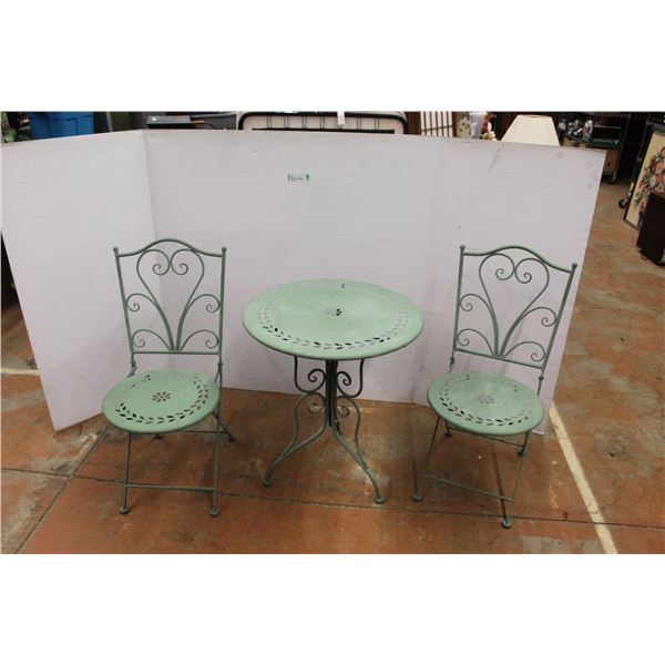*Metal Patio Set- Table 27.5" Tall x 24" Wide & (2) Chairs 35" Tall x 18" Wide