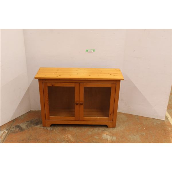 *Wood Cabinet with Glass Doors 27" Tall x 37.5" Long x 10.5" Deep
