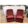 Image 1 : *2X BID PRICE (2) Red Upholstered Swivel Chairs 38" Tall x 27" Wide
