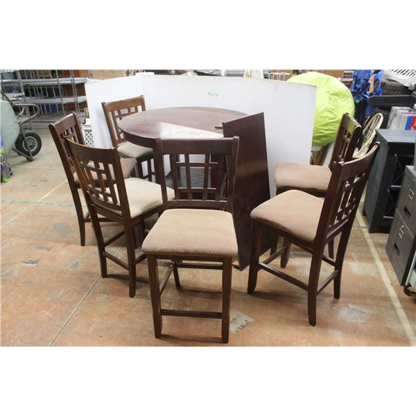 *Wood Table with Leaf 38" Tall x 42" Wide & (6) Chairs 40" Tall x 17" Wide