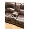 Image 3 : * Brown Leather Love Seat w/ Cup Holders 39" Tall x 81" Long x 40" Wide